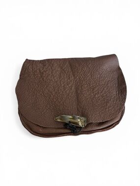 Brown Leather Belt Pouch with Bone Clasp UNISEX